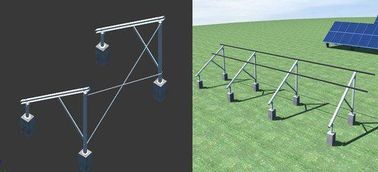 ราคาดี Concrete Base Solar Panel Ground Mounting Systems Double Pole Type ออนไลน์