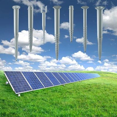 500~2500 Mm Length 76*1600/2000/2500 Ground Screw Piles PV Mounting Brackets Solar Panel Mounting System